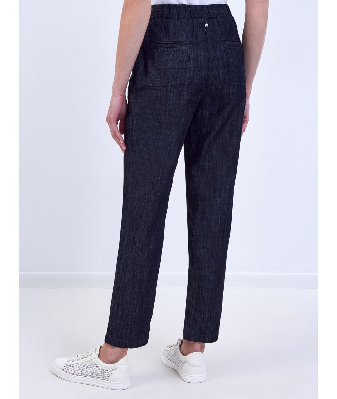 LORENA ANTONIAZZI Темно-синие хлопковые прямые брюки, фото 4