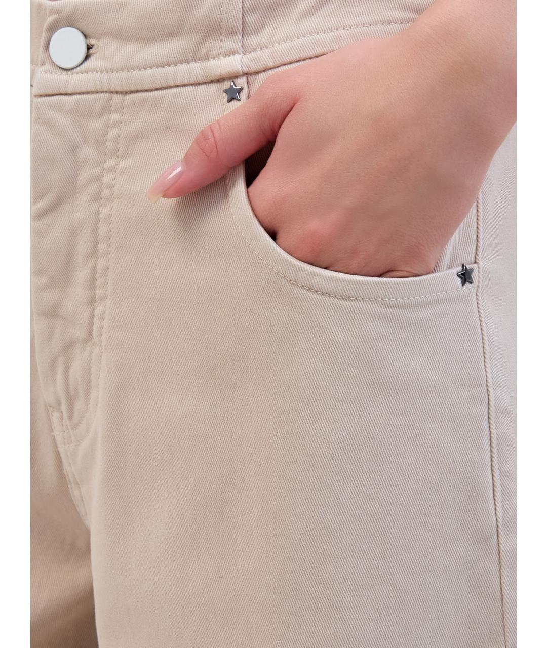 LORENA ANTONIAZZI Бежевые хлопковые прямые джинсы, фото 5