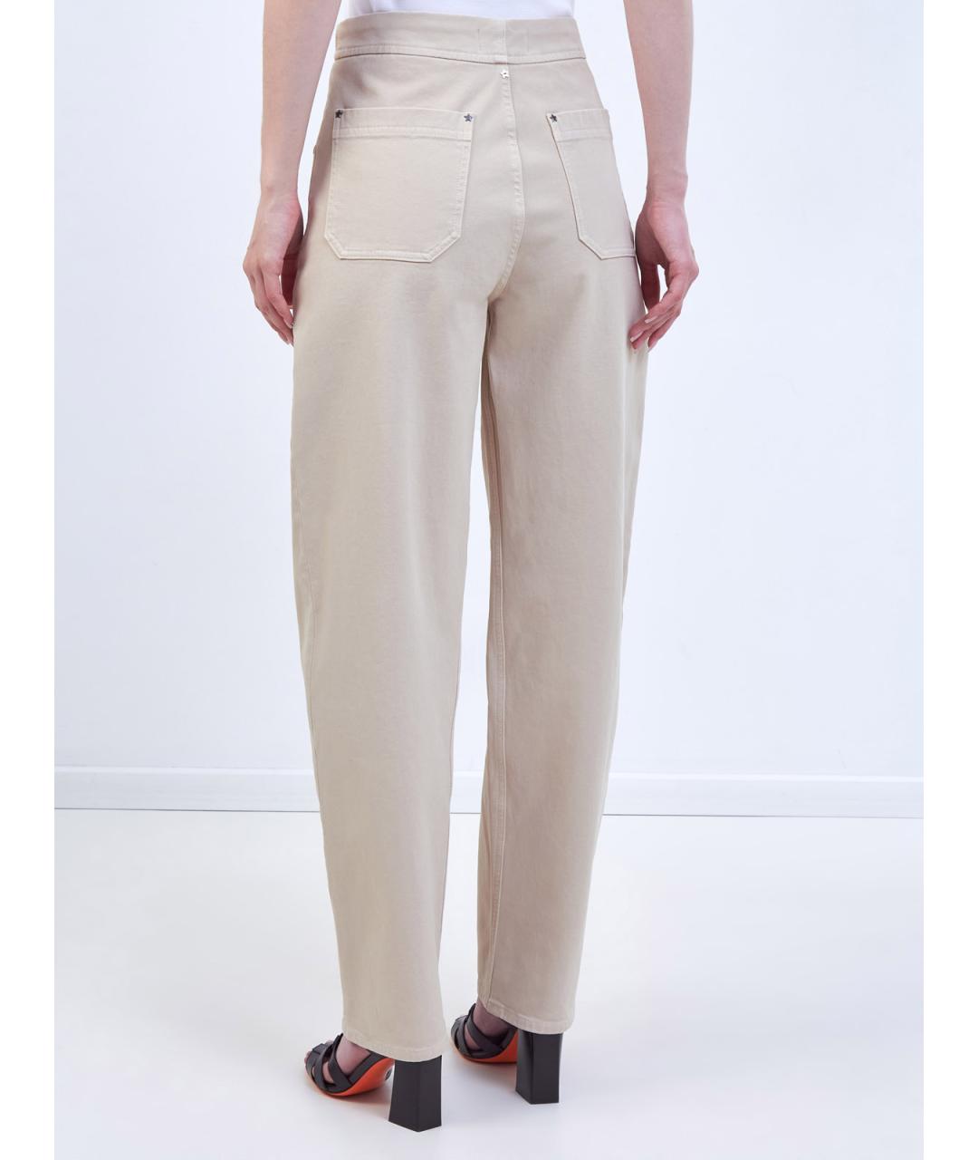 LORENA ANTONIAZZI Бежевые хлопковые прямые джинсы, фото 4