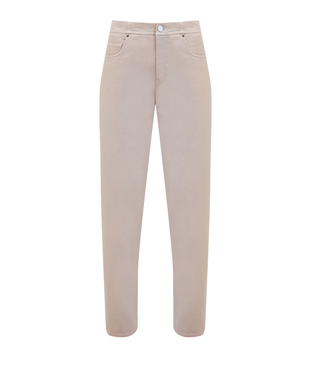 LORENA ANTONIAZZI Бежевые хлопковые прямые джинсы, фото 1