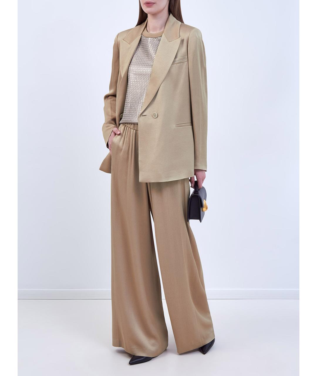 PESERICO Золотые ацетатные брюки широкие, фото 2