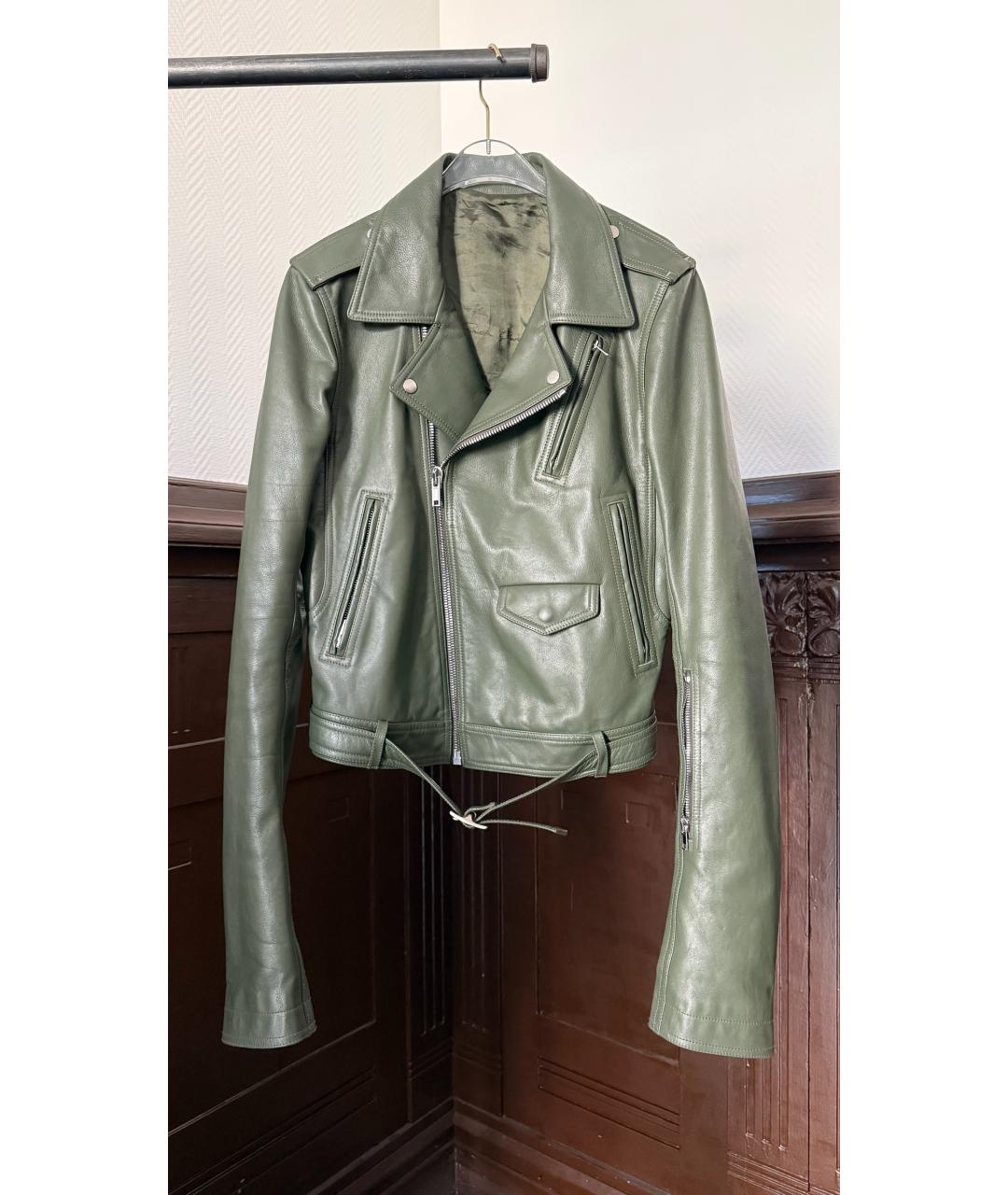 RICK OWENS Зеленая кожаная куртка, фото 6