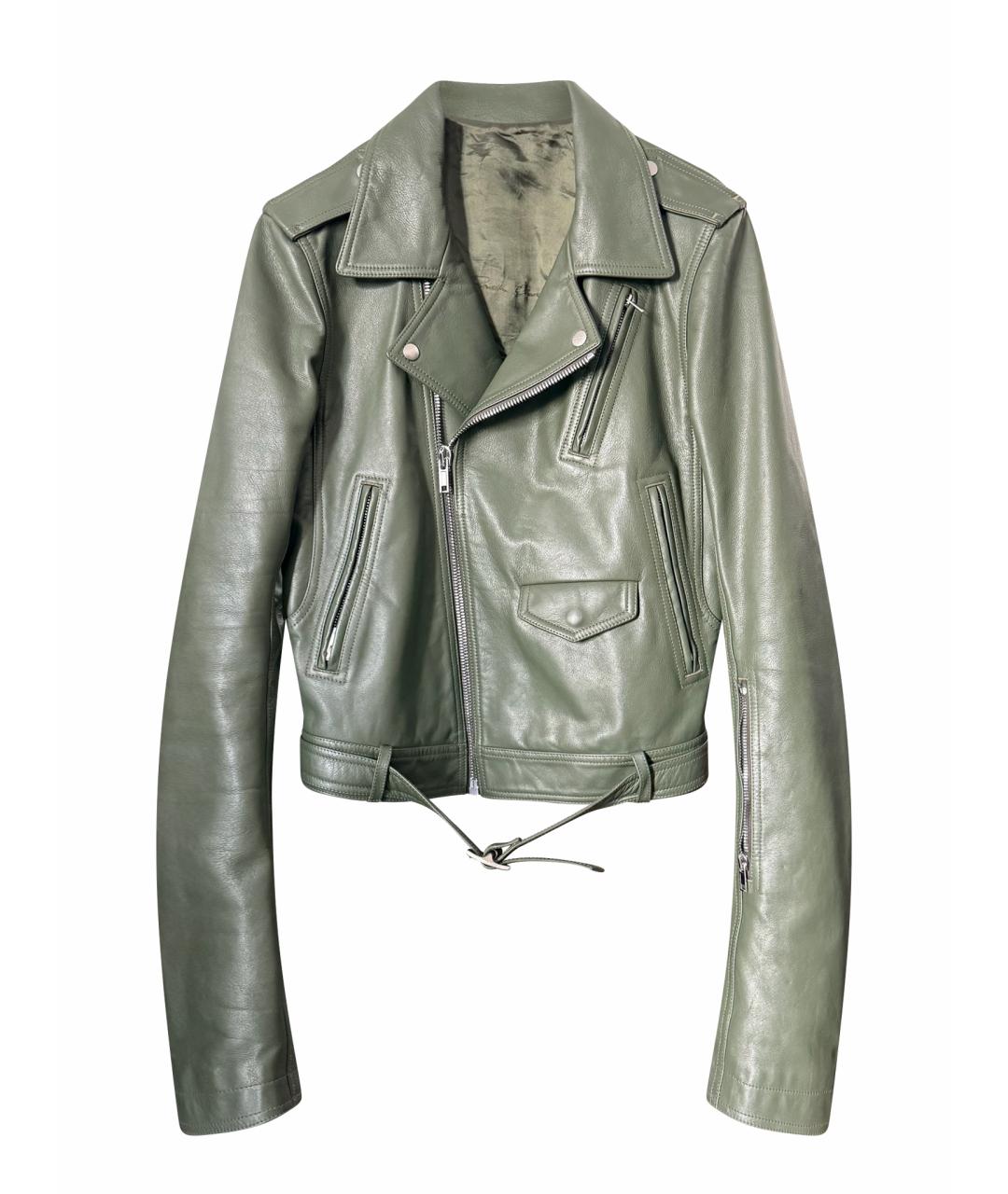 RICK OWENS Зеленая кожаная куртка, фото 1