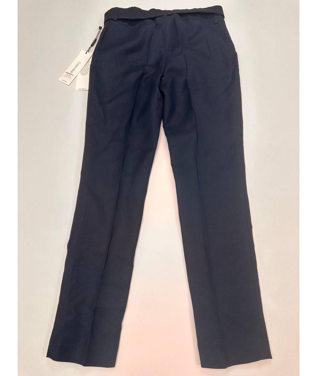 CALVIN KLEIN Темно-синие льняные прямые брюки, фото 2