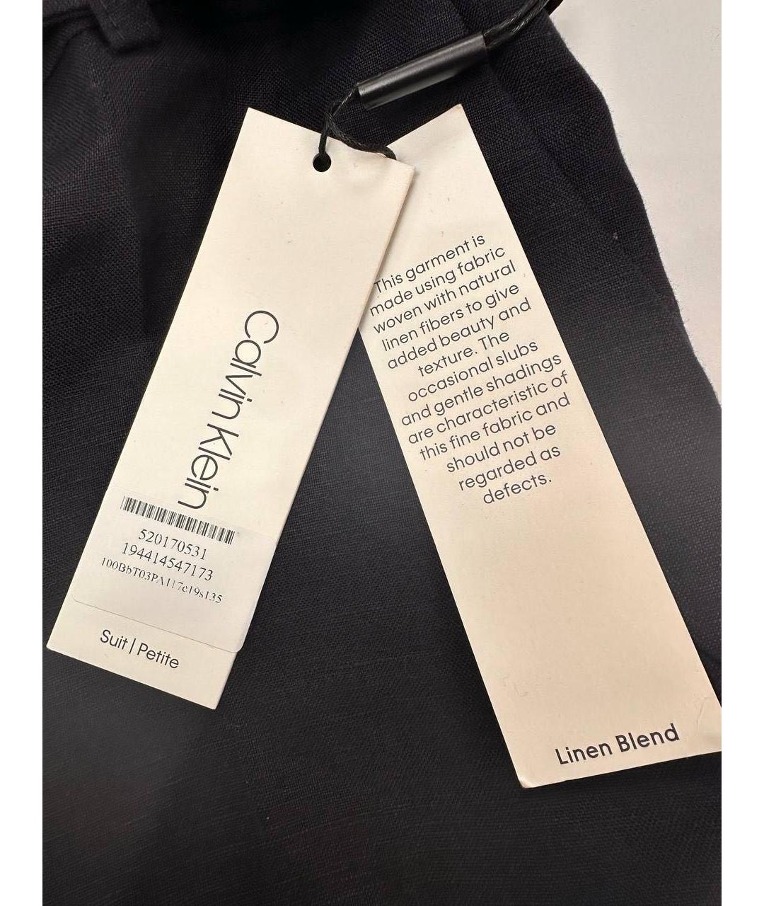 CALVIN KLEIN Темно-синие льняные прямые брюки, фото 7