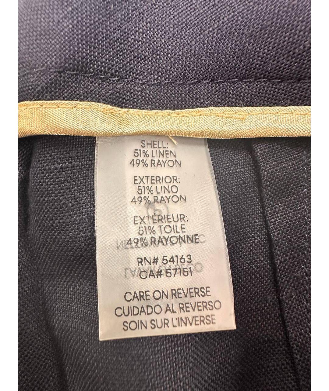 CALVIN KLEIN Темно-синие льняные прямые брюки, фото 5