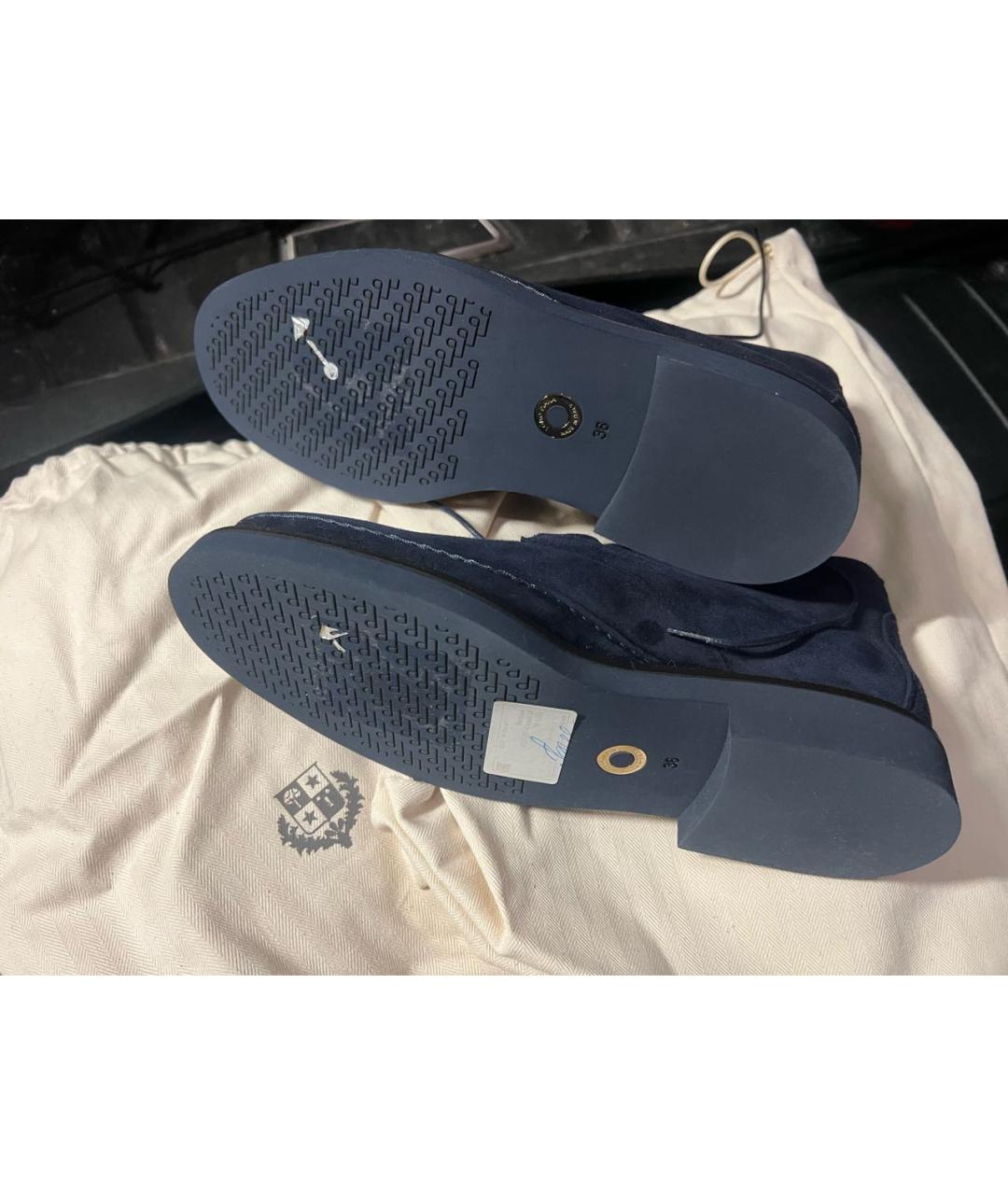 LORO PIANA Синие замшевые ботинки, фото 2