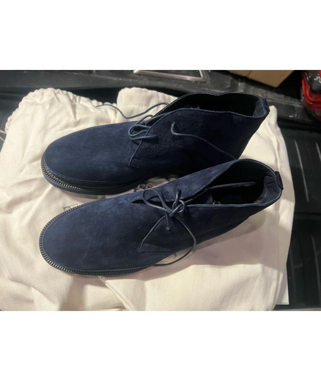 LORO PIANA Синие замшевые ботинки, фото 5