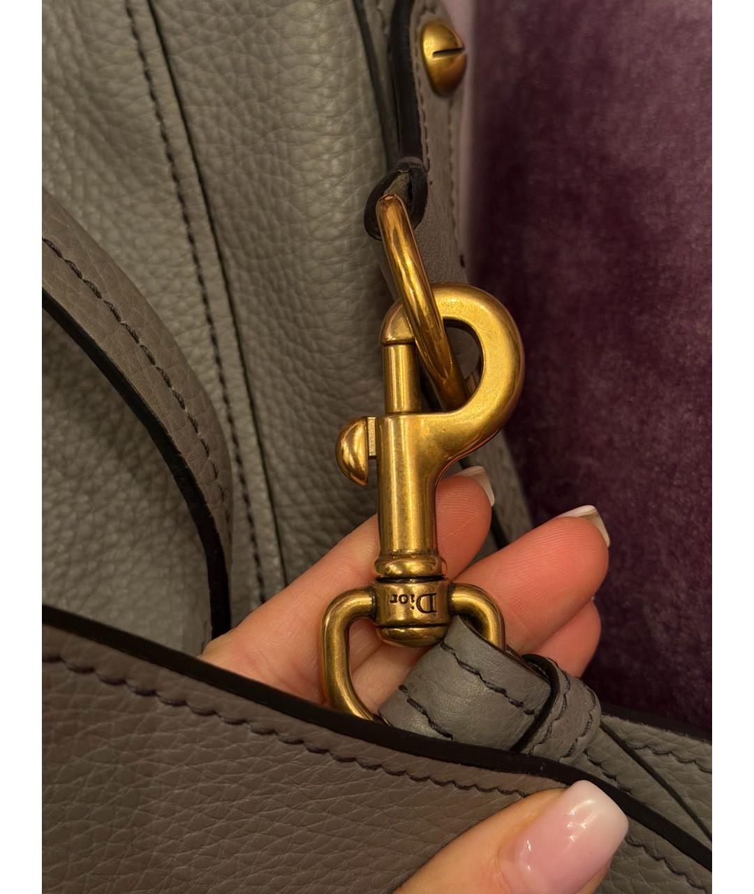 CHRISTIAN DIOR Серая кожаная сумка через плечо, фото 8