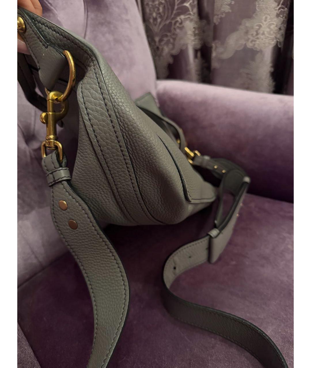 CHRISTIAN DIOR Серая кожаная сумка через плечо, фото 6