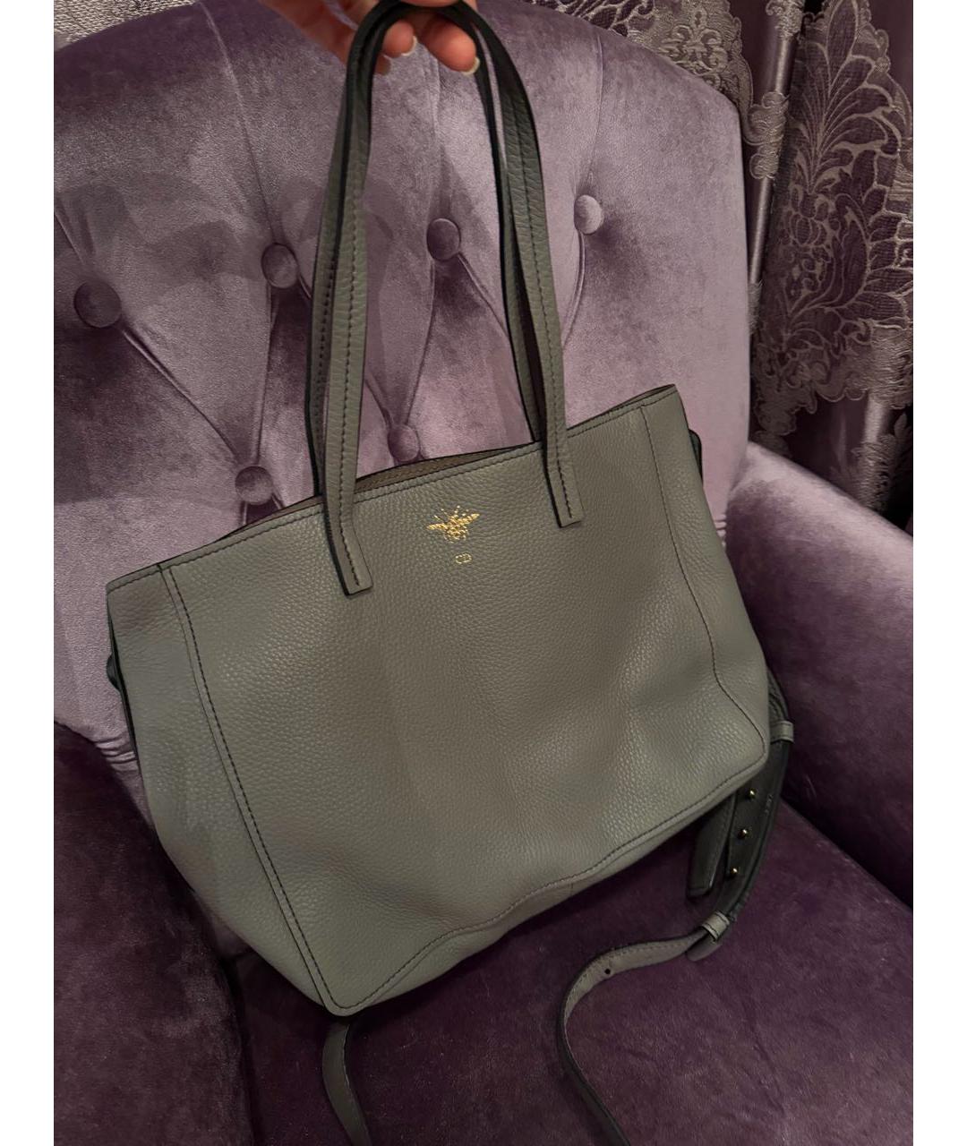 CHRISTIAN DIOR Серая кожаная сумка через плечо, фото 2