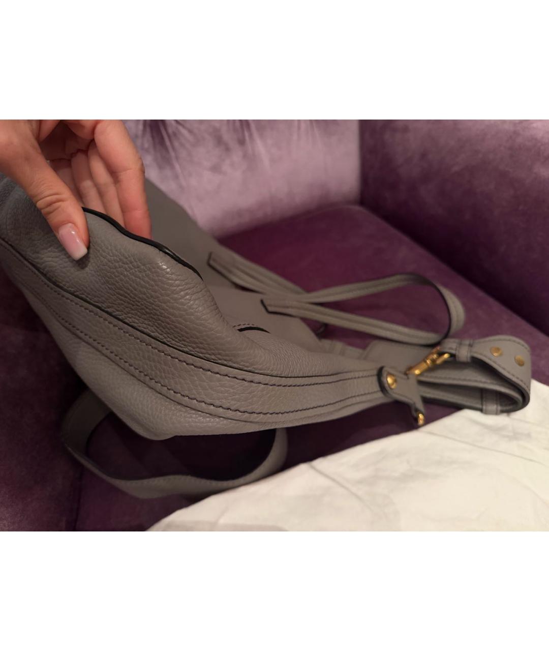 CHRISTIAN DIOR Серая кожаная сумка через плечо, фото 5