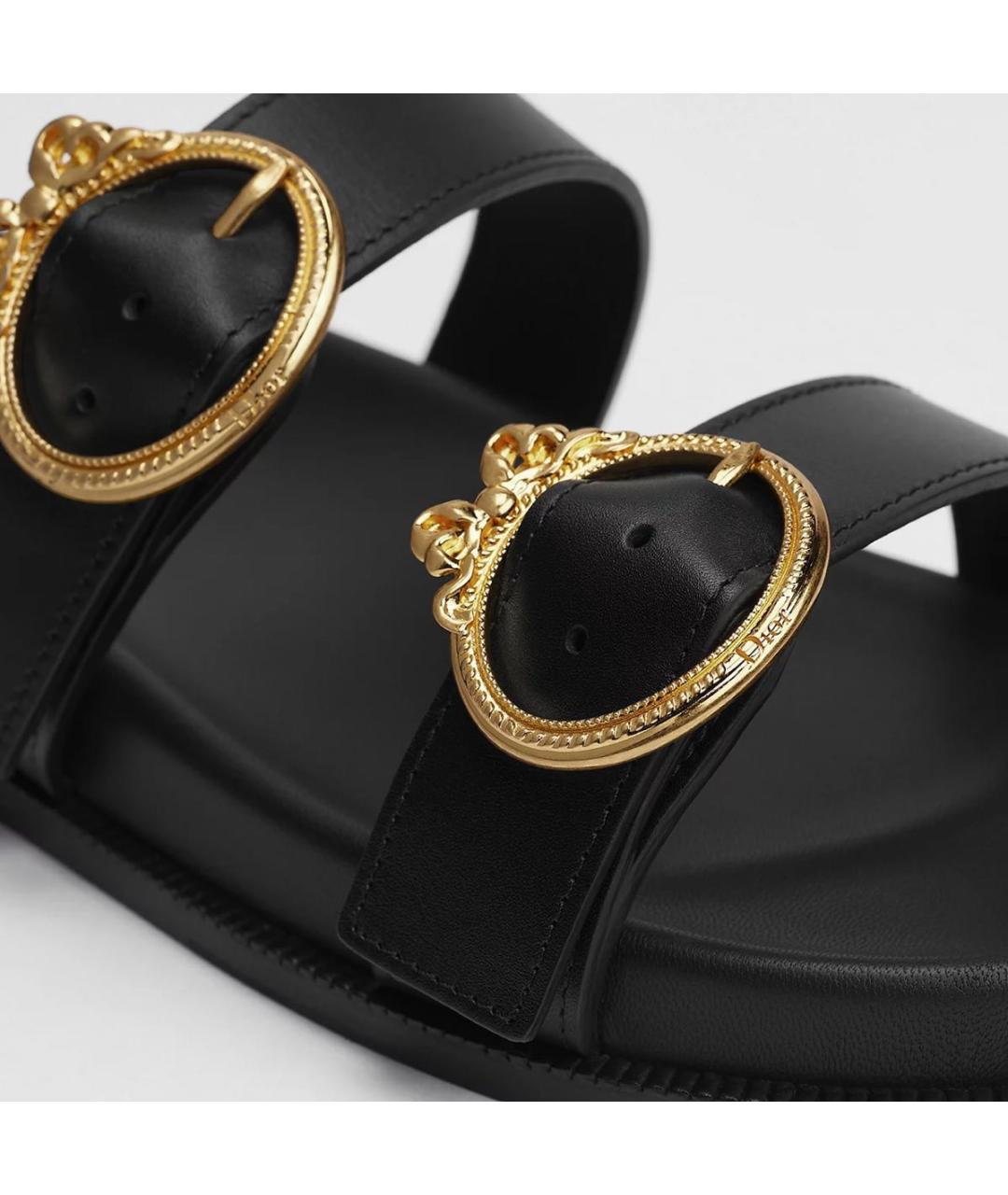 CHRISTIAN DIOR Черные кожаные мюли, фото 3