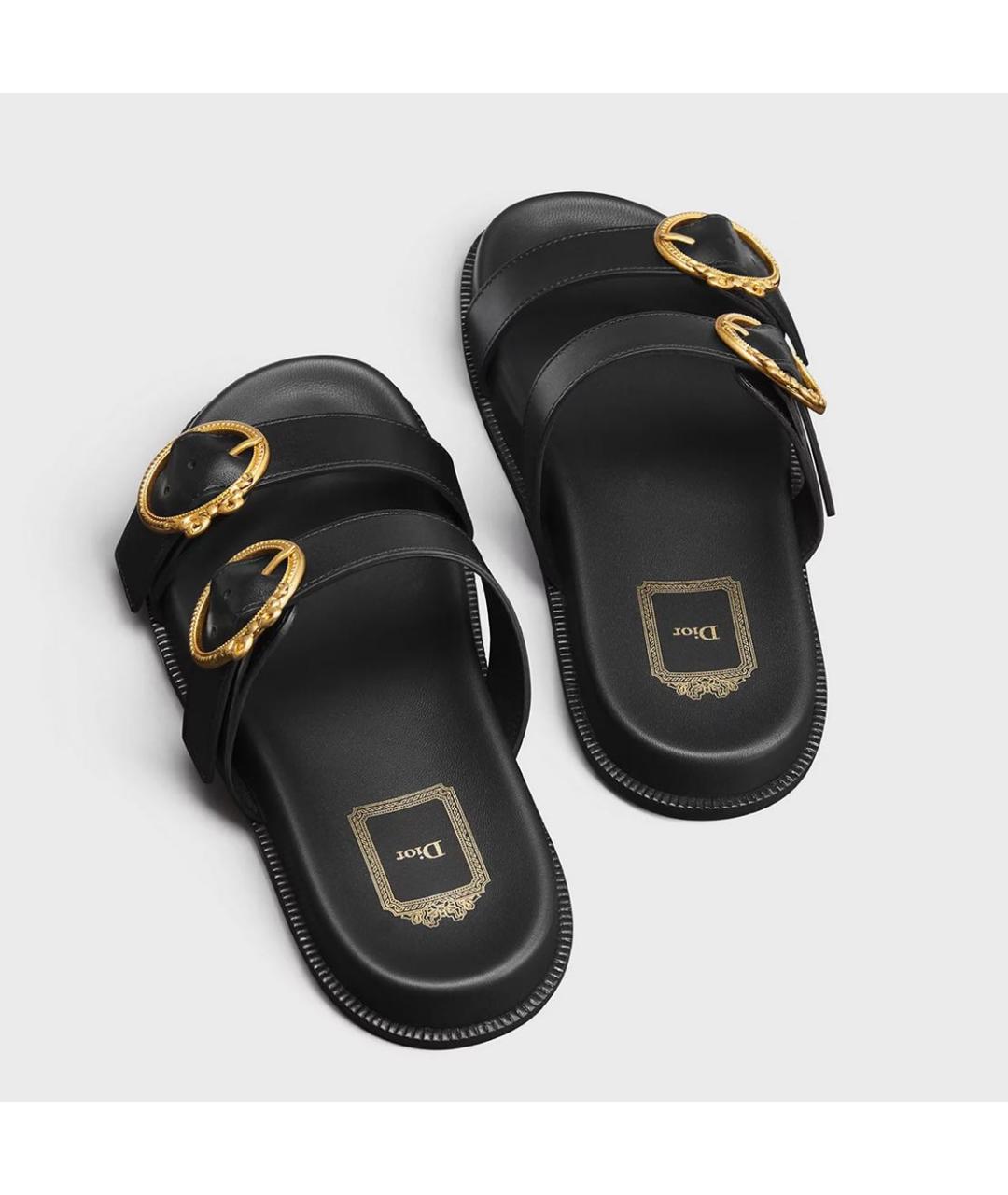 CHRISTIAN DIOR Черные кожаные мюли, фото 4