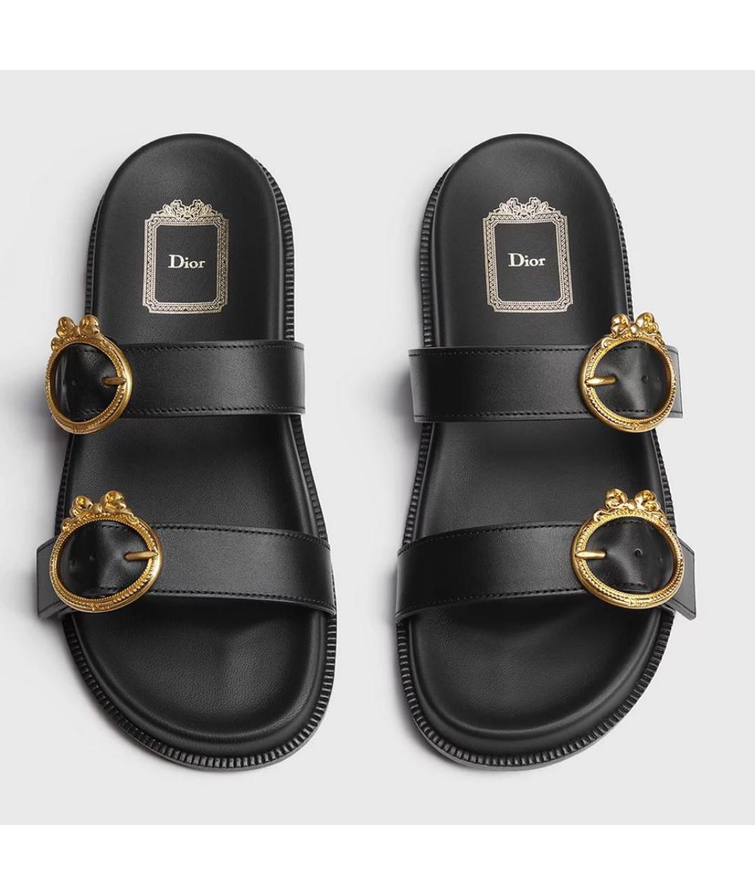 CHRISTIAN DIOR Черные кожаные мюли, фото 2