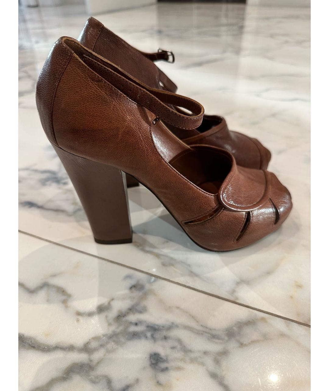 CHLOE Коричневые кожаные босоножки, фото 6