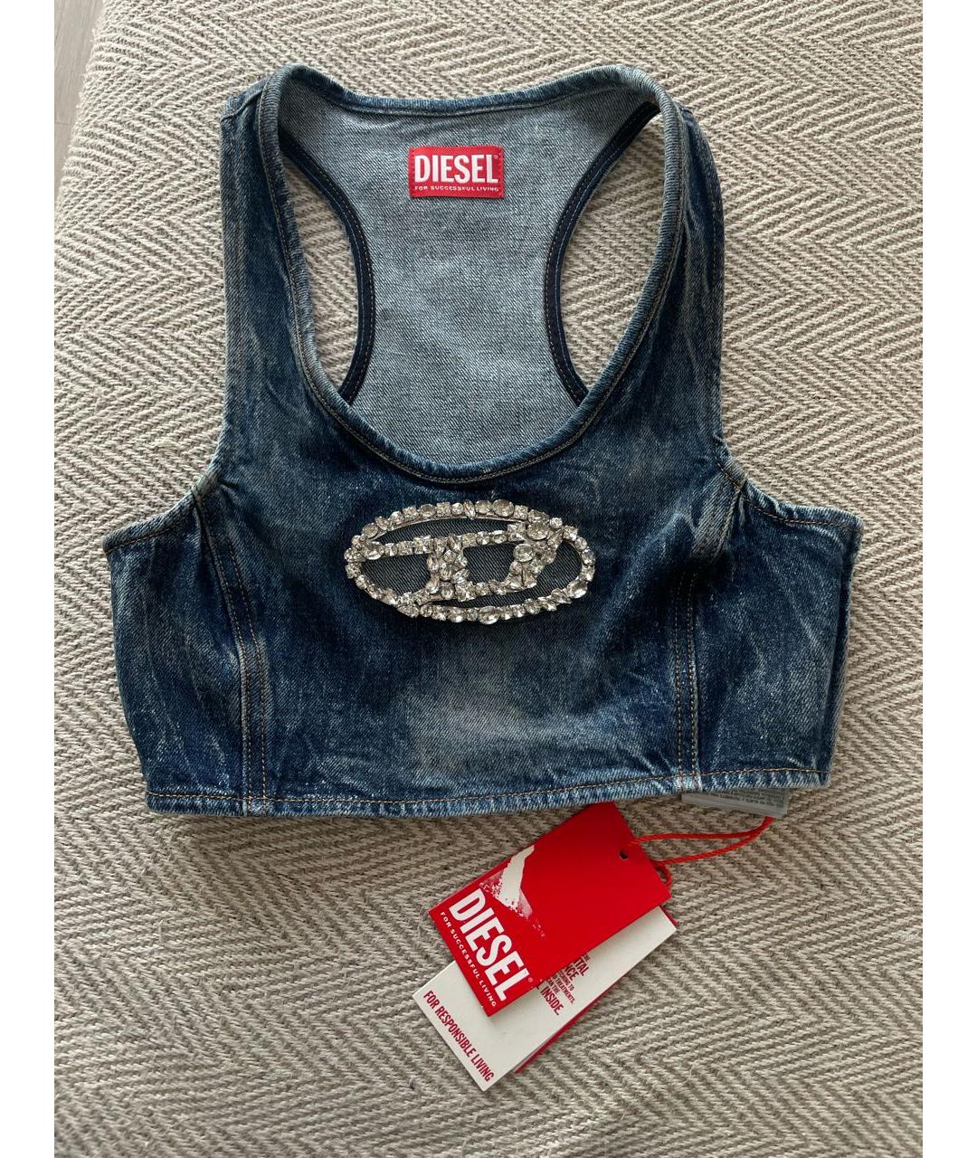 DIESEL Синяя хлопковая майка, фото 9