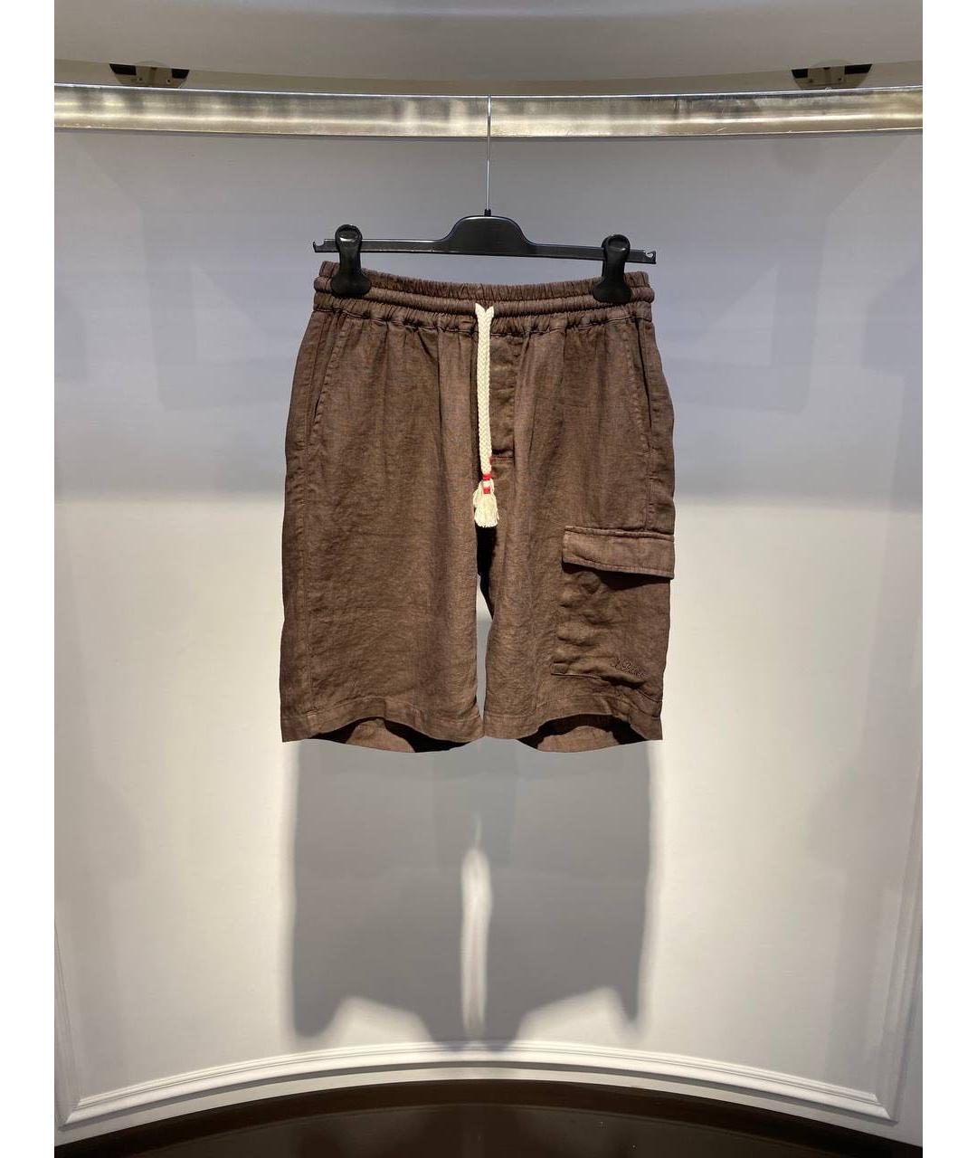 MC2 SAINT BARTH Коричневые льняные шорты, фото 2