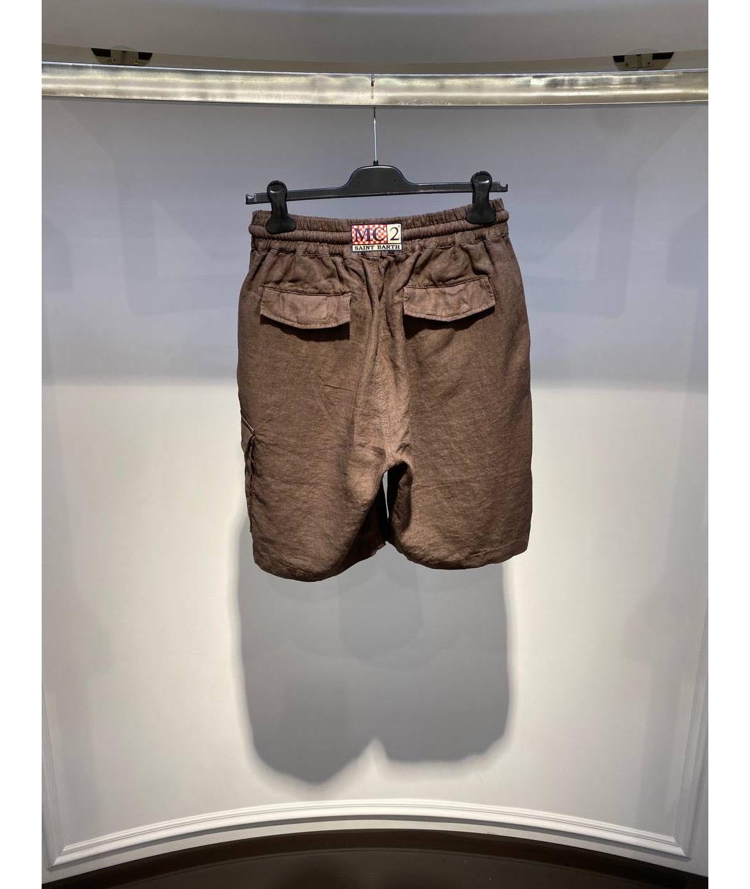 MC2 SAINT BARTH Коричневые льняные шорты, фото 3