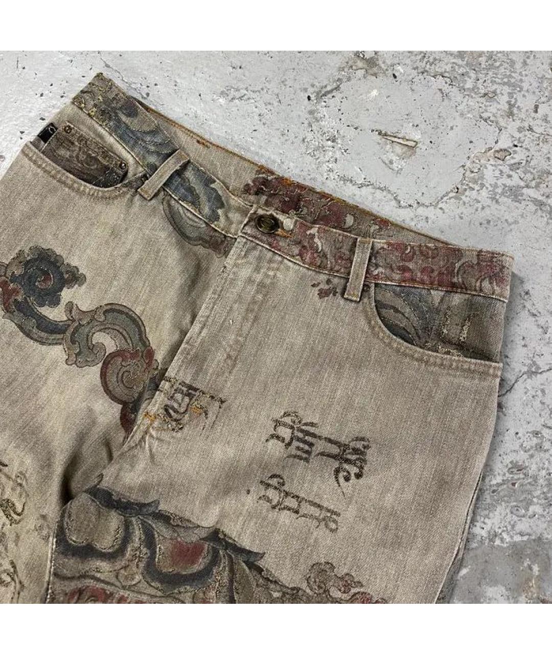 JUST CAVALLI Бежевые хлопко-эластановые прямые джинсы, фото 3