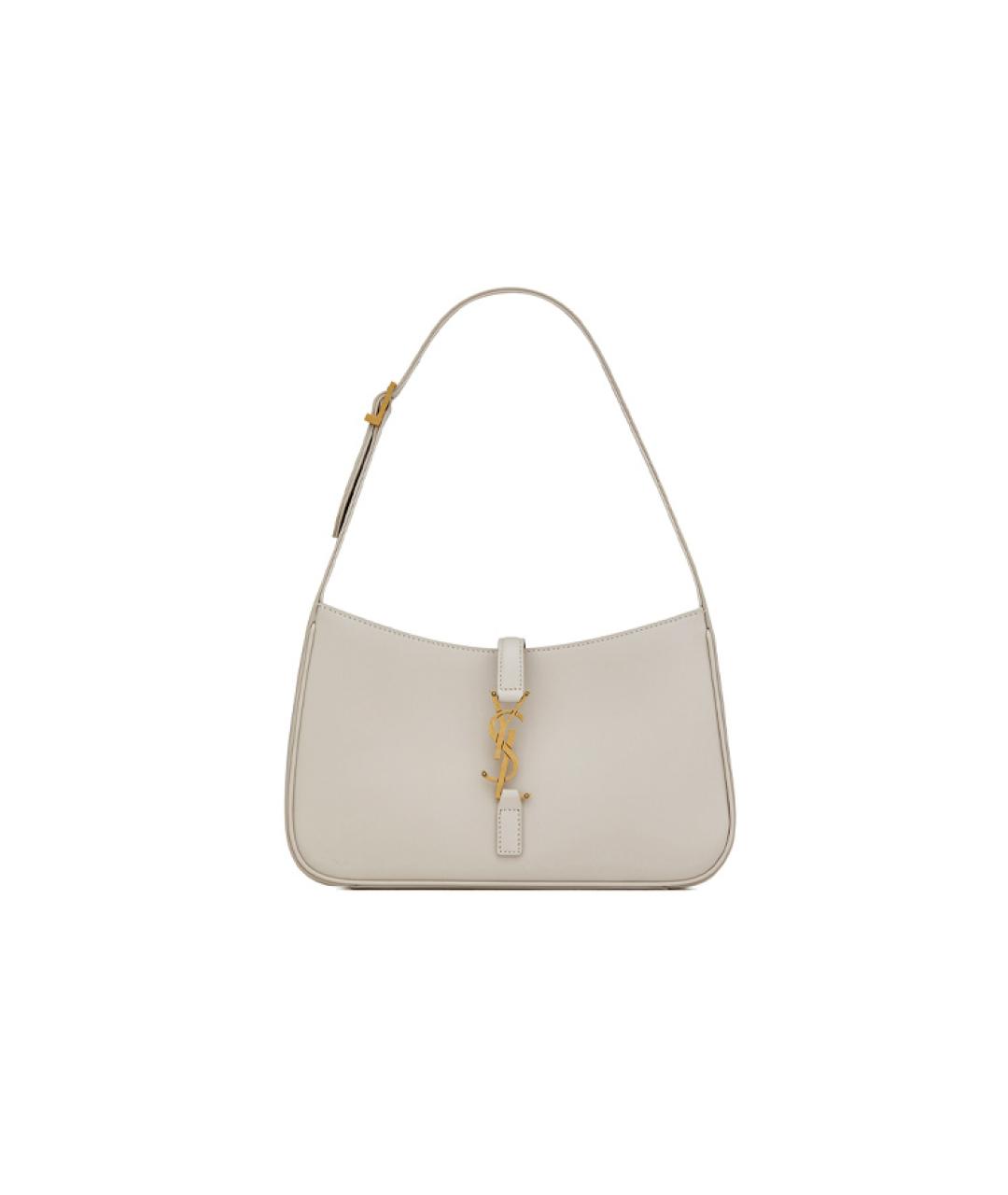 SAINT LAURENT Белая кожаная сумка через плечо, фото 5