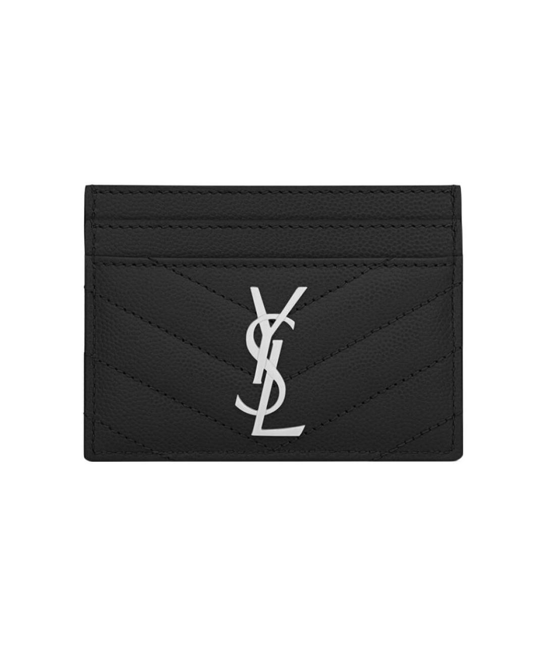 SAINT LAURENT Черный кожаный кардхолдер, фото 1