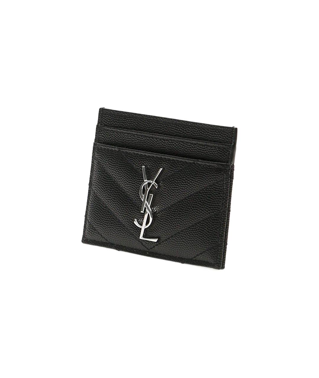 SAINT LAURENT Черный кожаный кардхолдер, фото 4