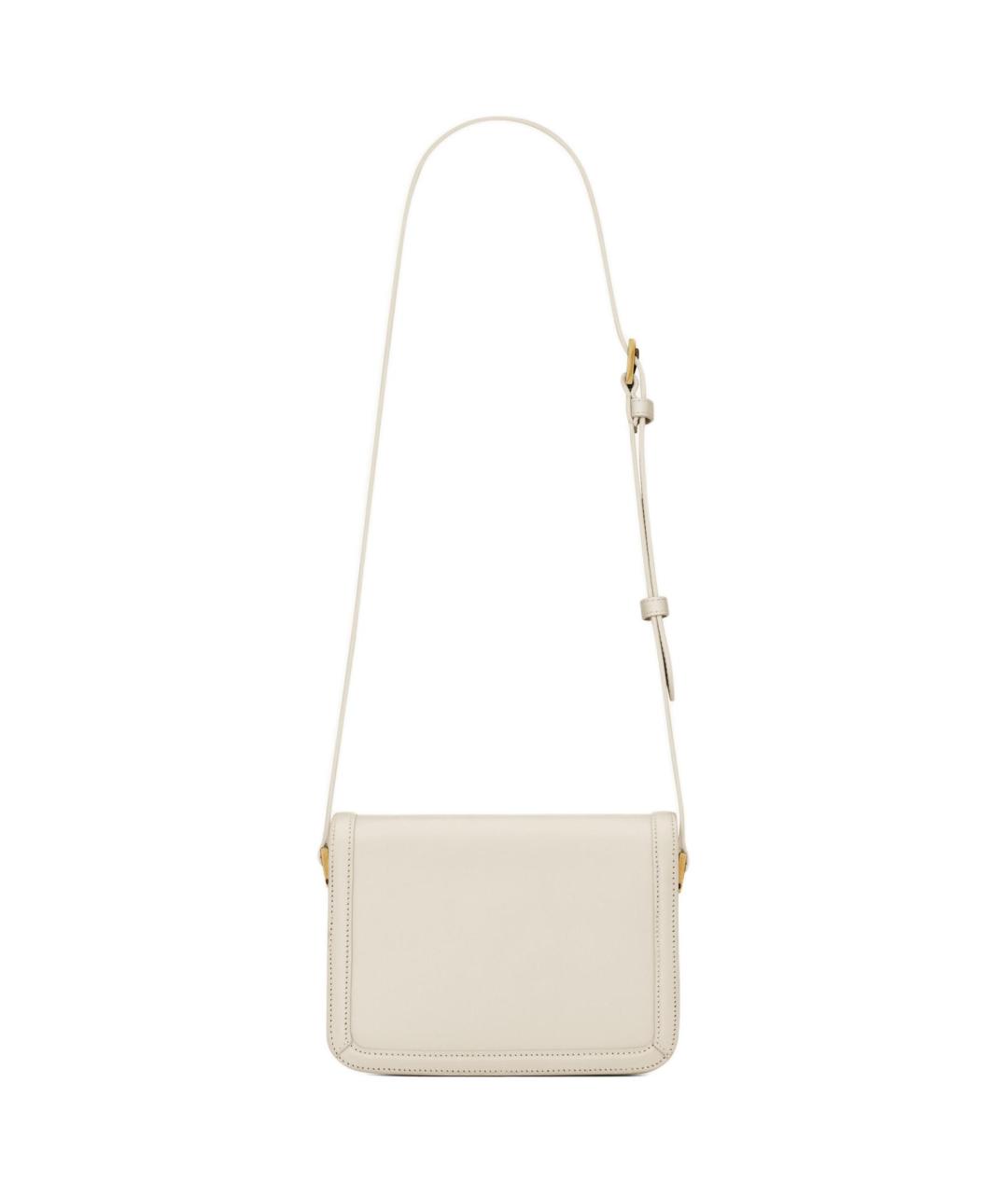 SAINT LAURENT Белая кожаная сумка через плечо, фото 4