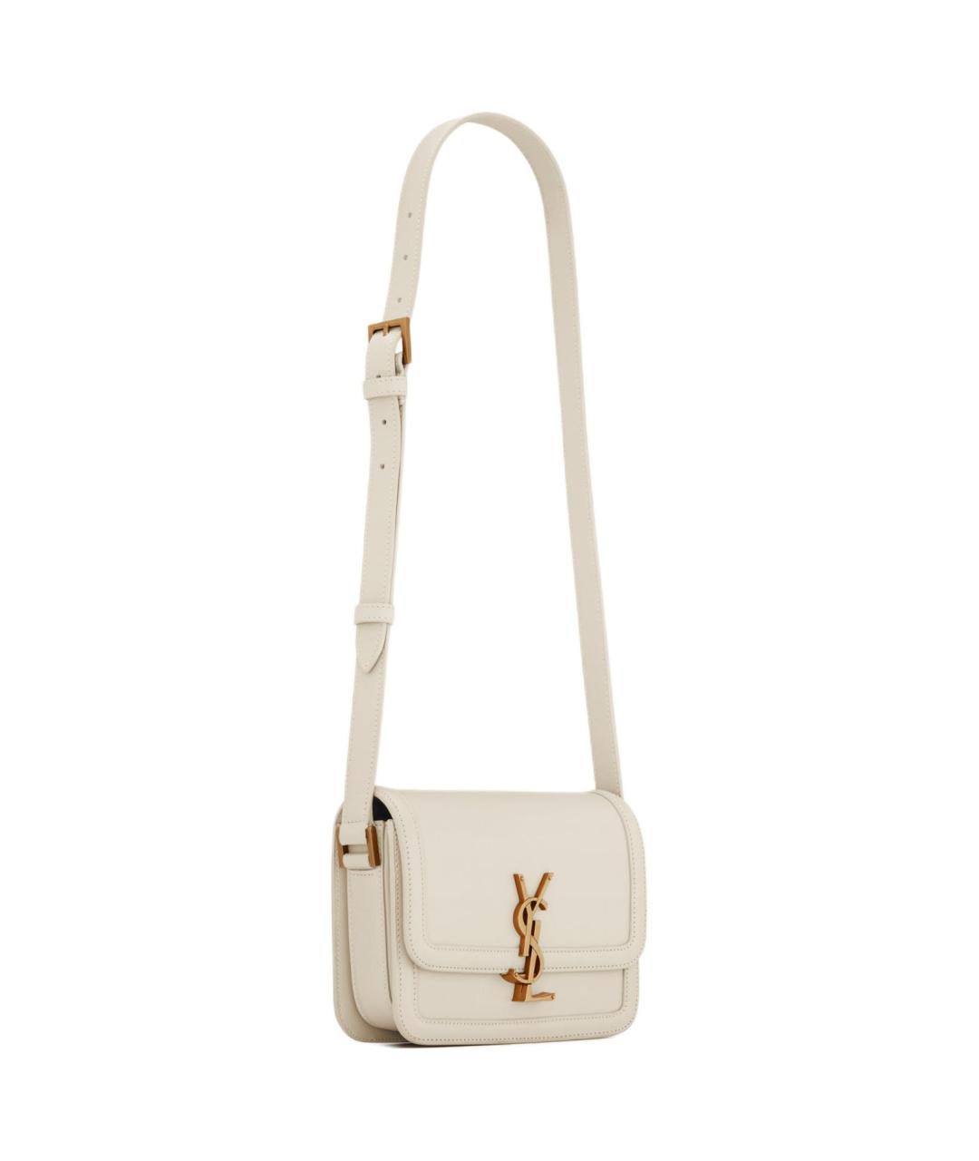 SAINT LAURENT Белая кожаная сумка через плечо, фото 2