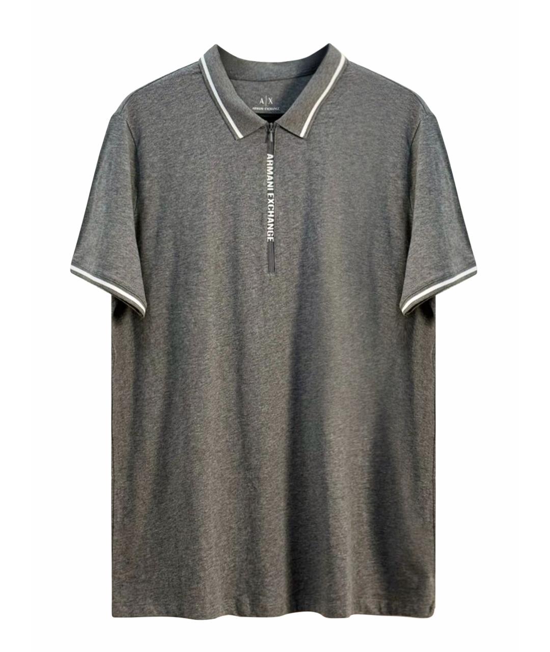 ARMANI EXCHANGE Серое хлопковое поло с коротким рукавом, фото 1