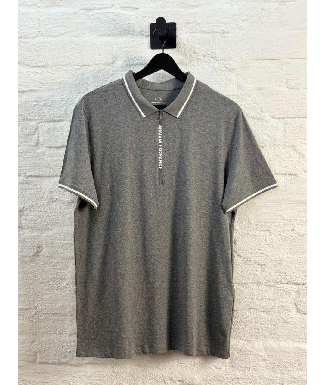 ARMANI EXCHANGE Серое хлопковое поло с коротким рукавом, фото 5