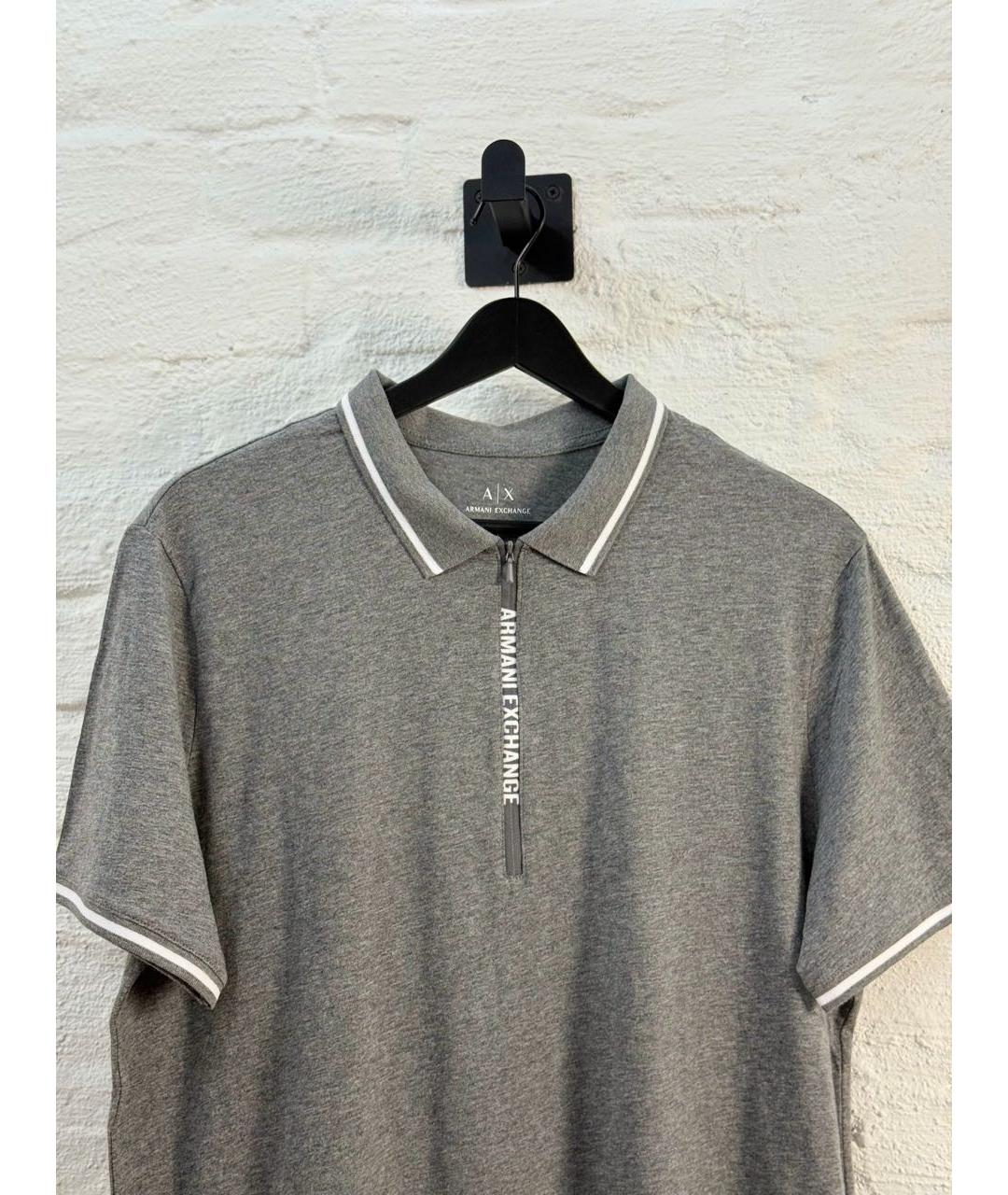 ARMANI EXCHANGE Серое хлопковое поло с коротким рукавом, фото 2