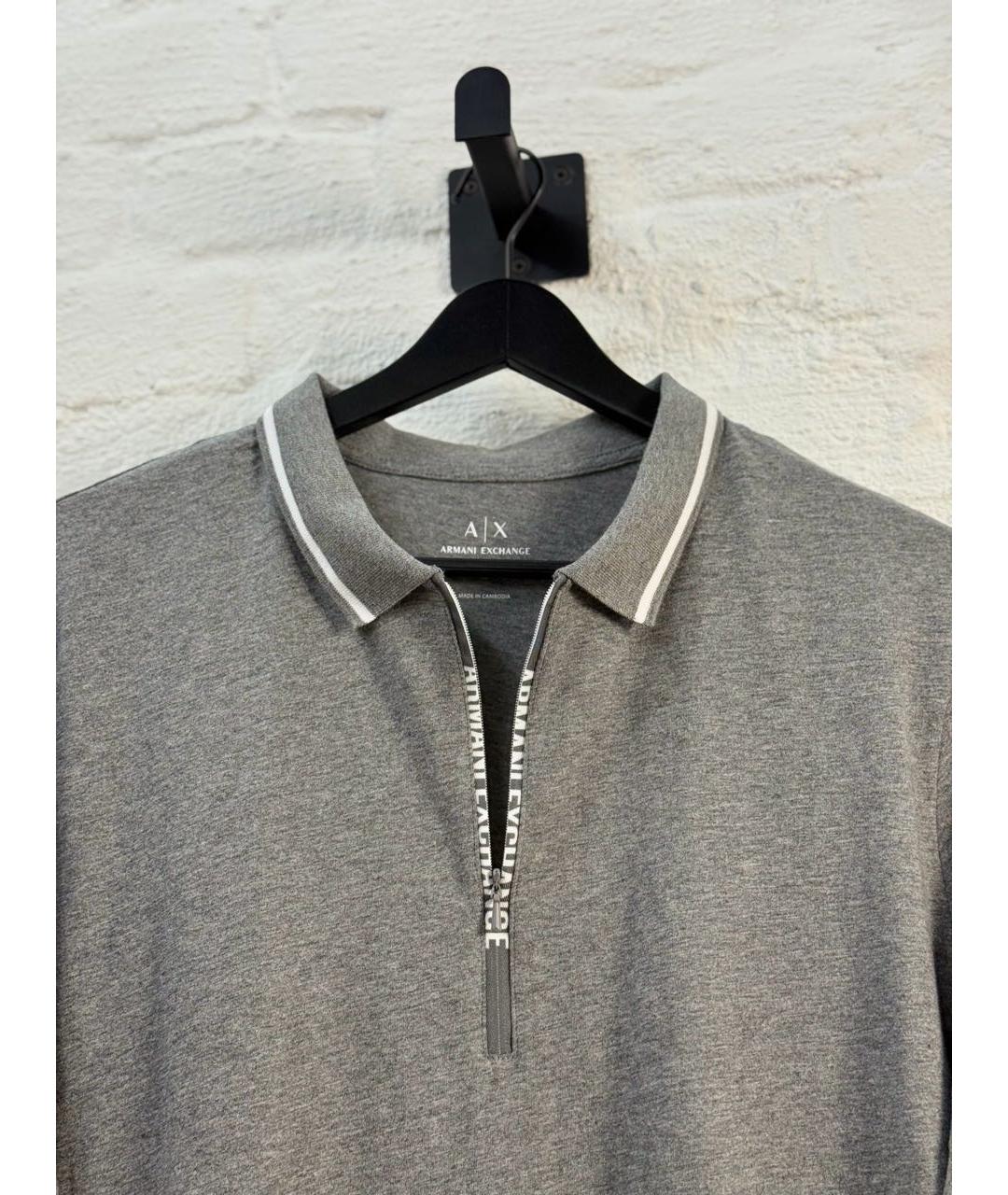 ARMANI EXCHANGE Серое хлопковое поло с коротким рукавом, фото 3