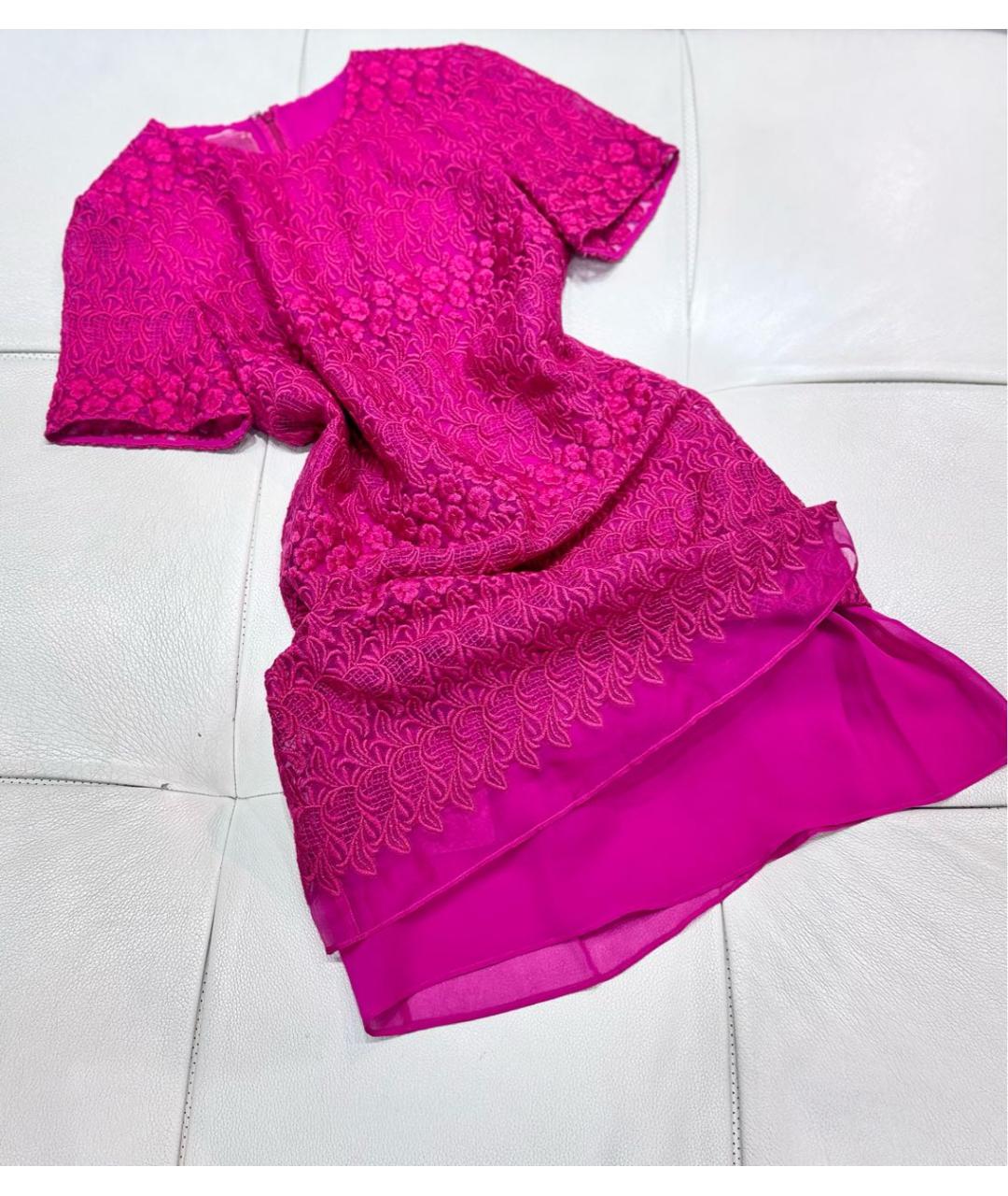 GIAMBATTISTA VALLI Фуксия шелковое коктейльное платье, фото 5