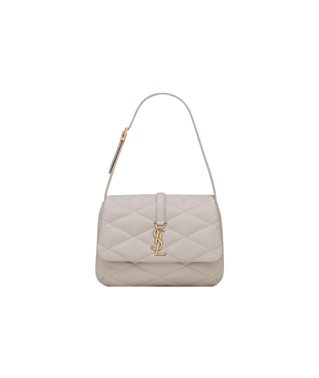 SAINT LAURENT Белая кожаная сумка через плечо, фото 6