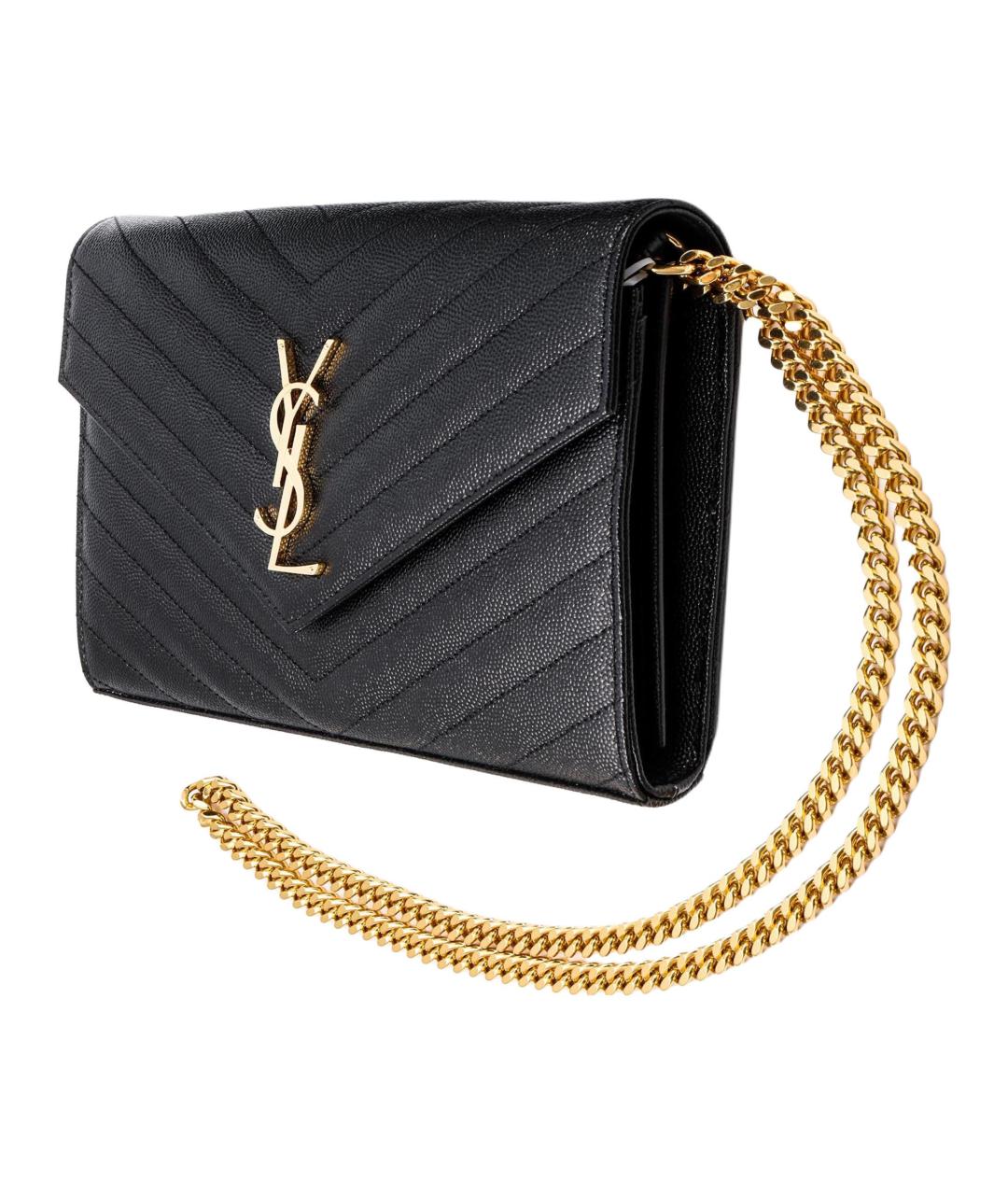 SAINT LAURENT Черная кожаная сумка через плечо, фото 3