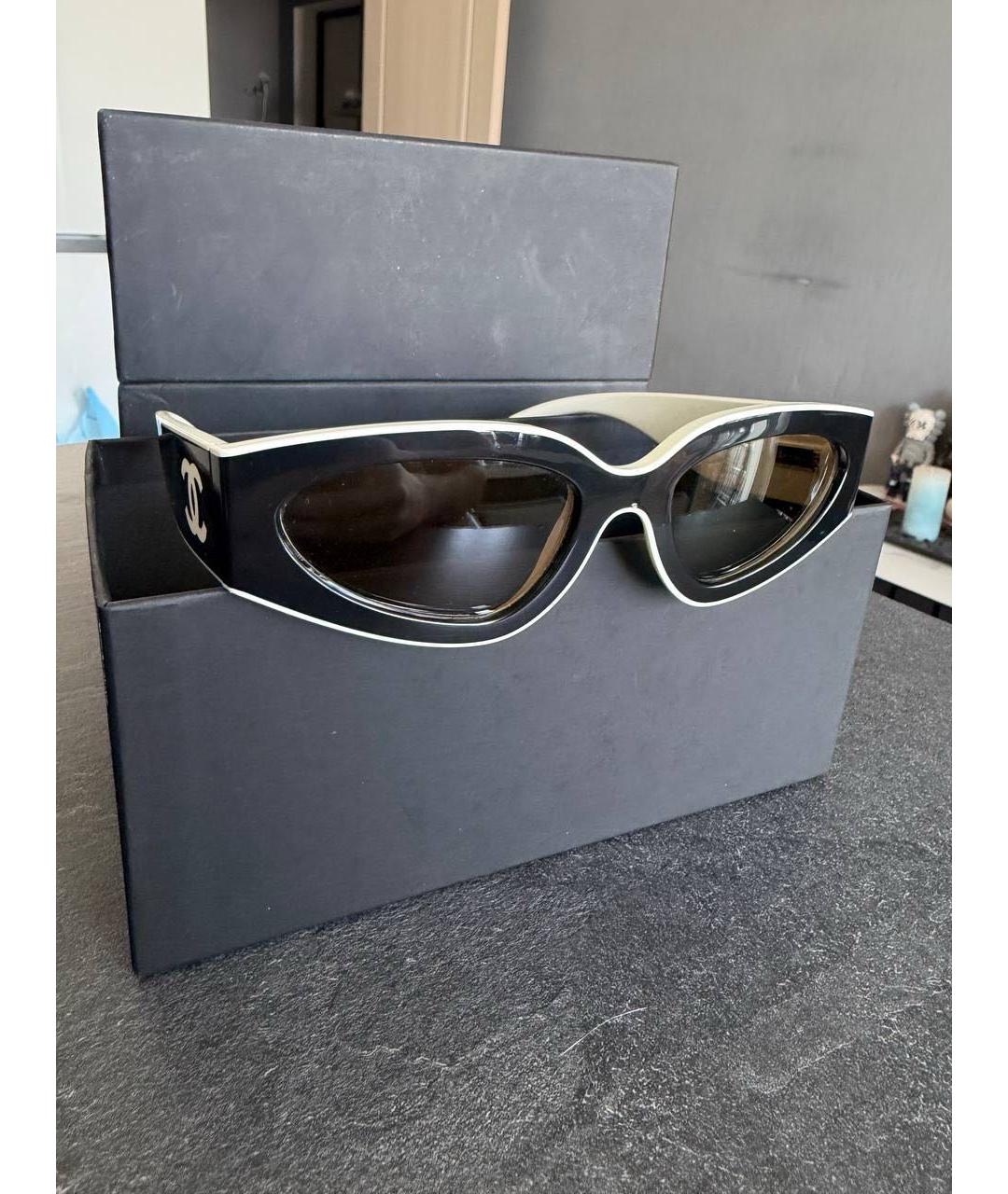 CHANEL Черные пластиковые солнцезащитные очки, фото 3