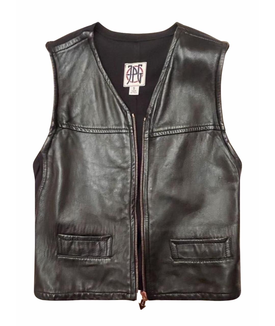 JEAN PAUL GAULTIER Черный кожаный жилет, фото 1