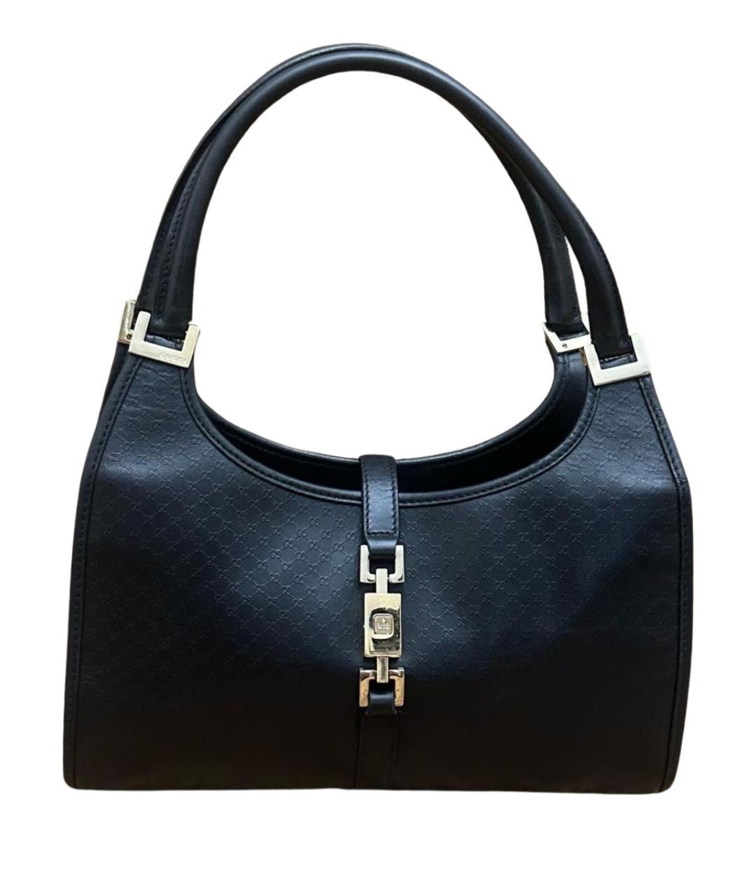 GUCCI Черная кожаная сумка с короткими ручками, фото 1