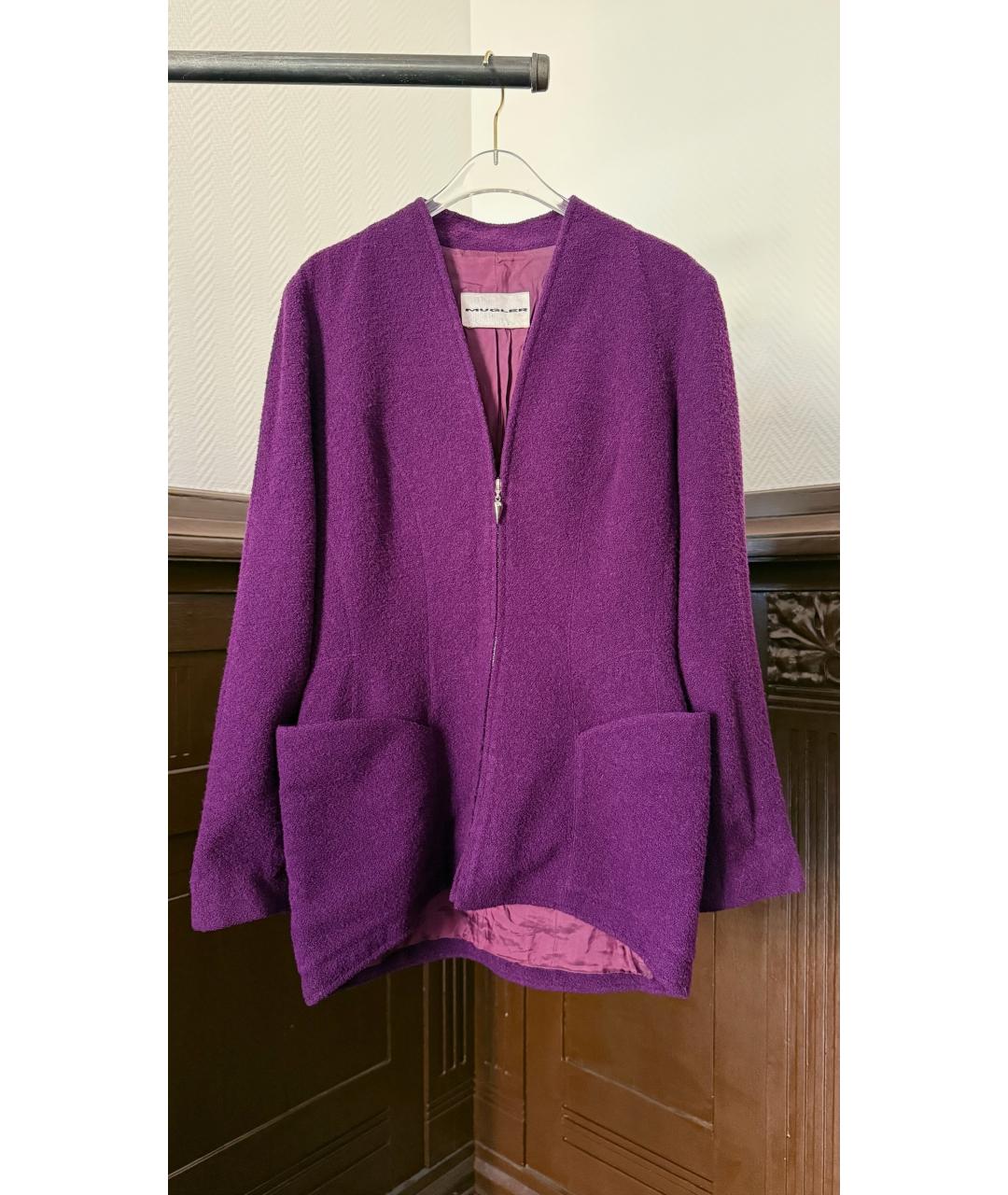 MUGLER Фиолетовый шерстяной джемпер / свитер, фото 6