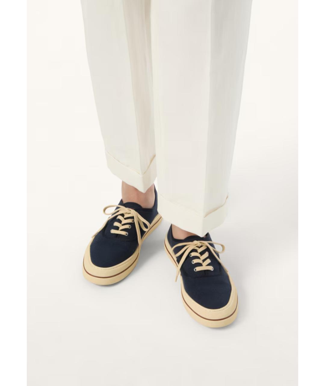 LORO PIANA Темно-синие текстильные кеды, фото 5