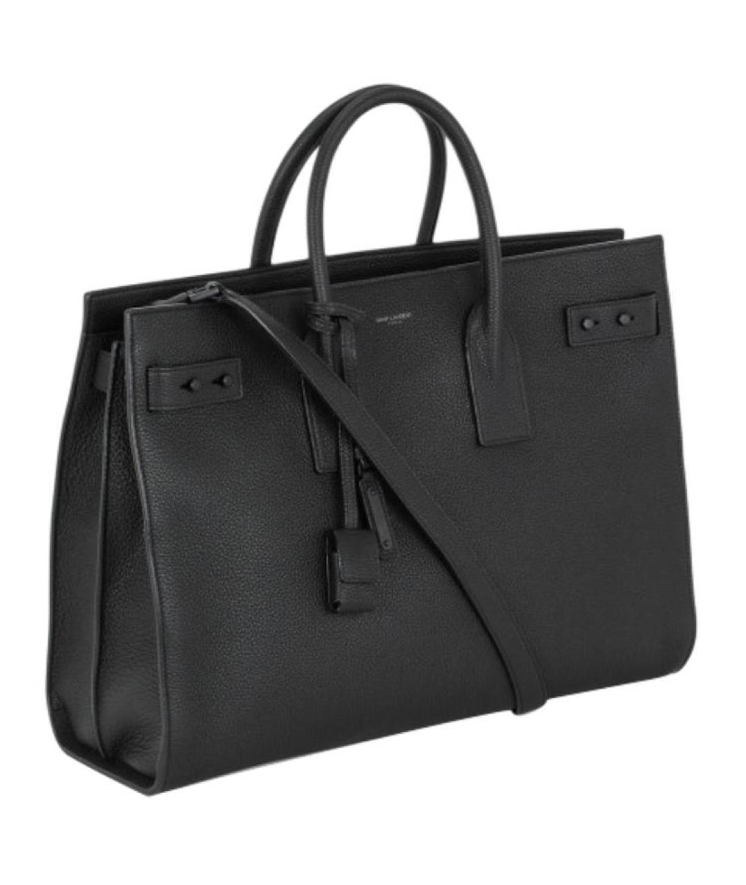 SAINT LAURENT Черная кожаная сумка через плечо, фото 2