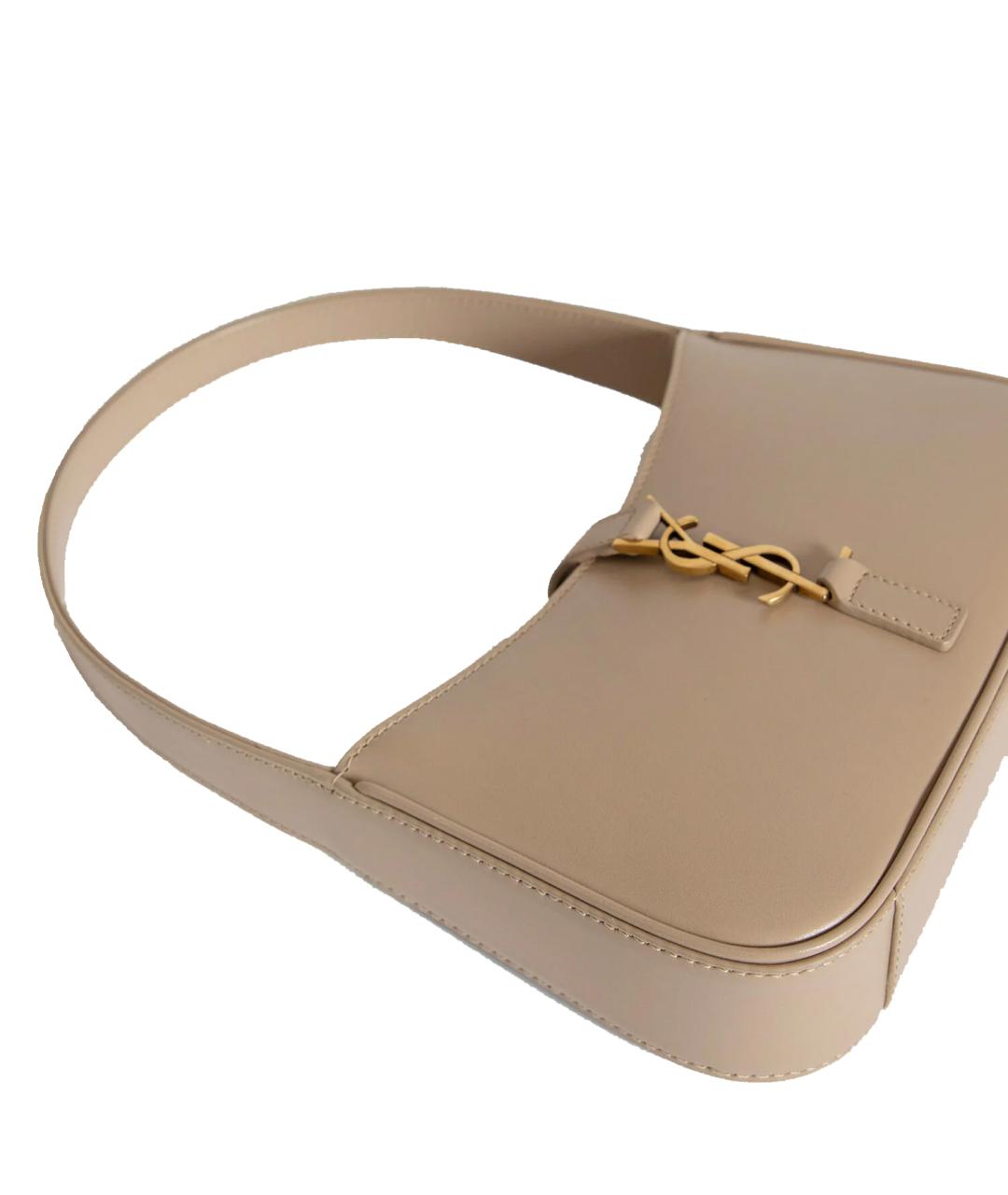 SAINT LAURENT Бежевая кожаная сумка через плечо, фото 5