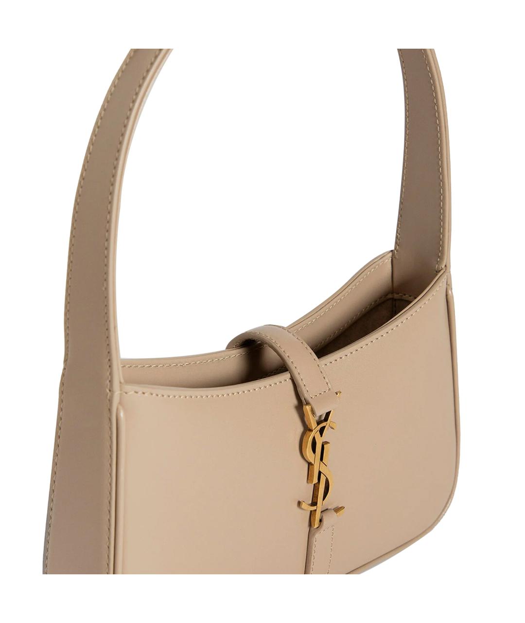 SAINT LAURENT Бежевая кожаная сумка через плечо, фото 4