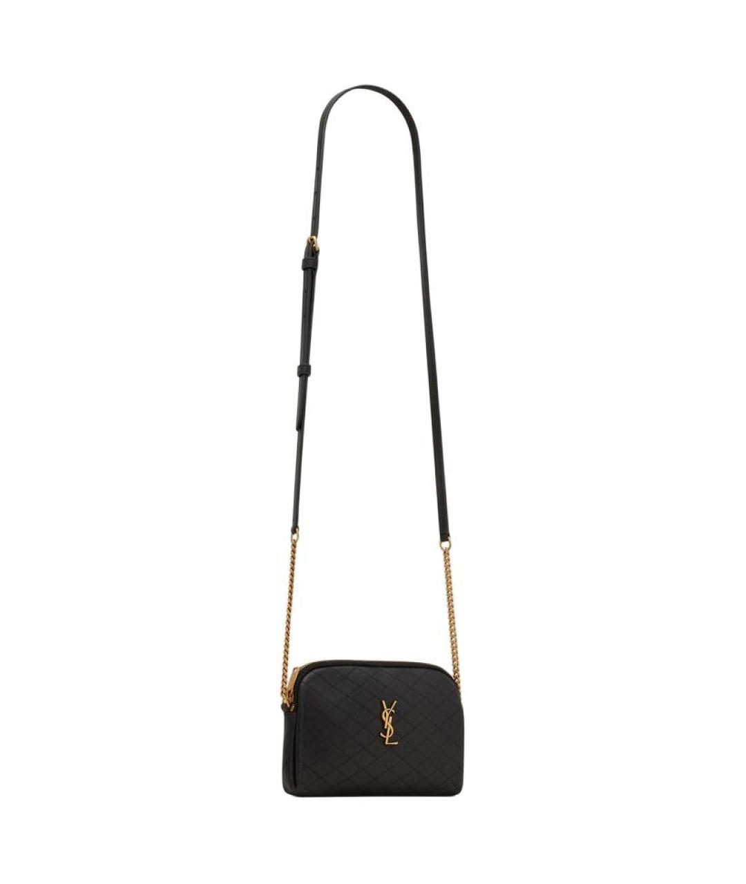SAINT LAURENT Черная кожаная сумка через плечо, фото 3
