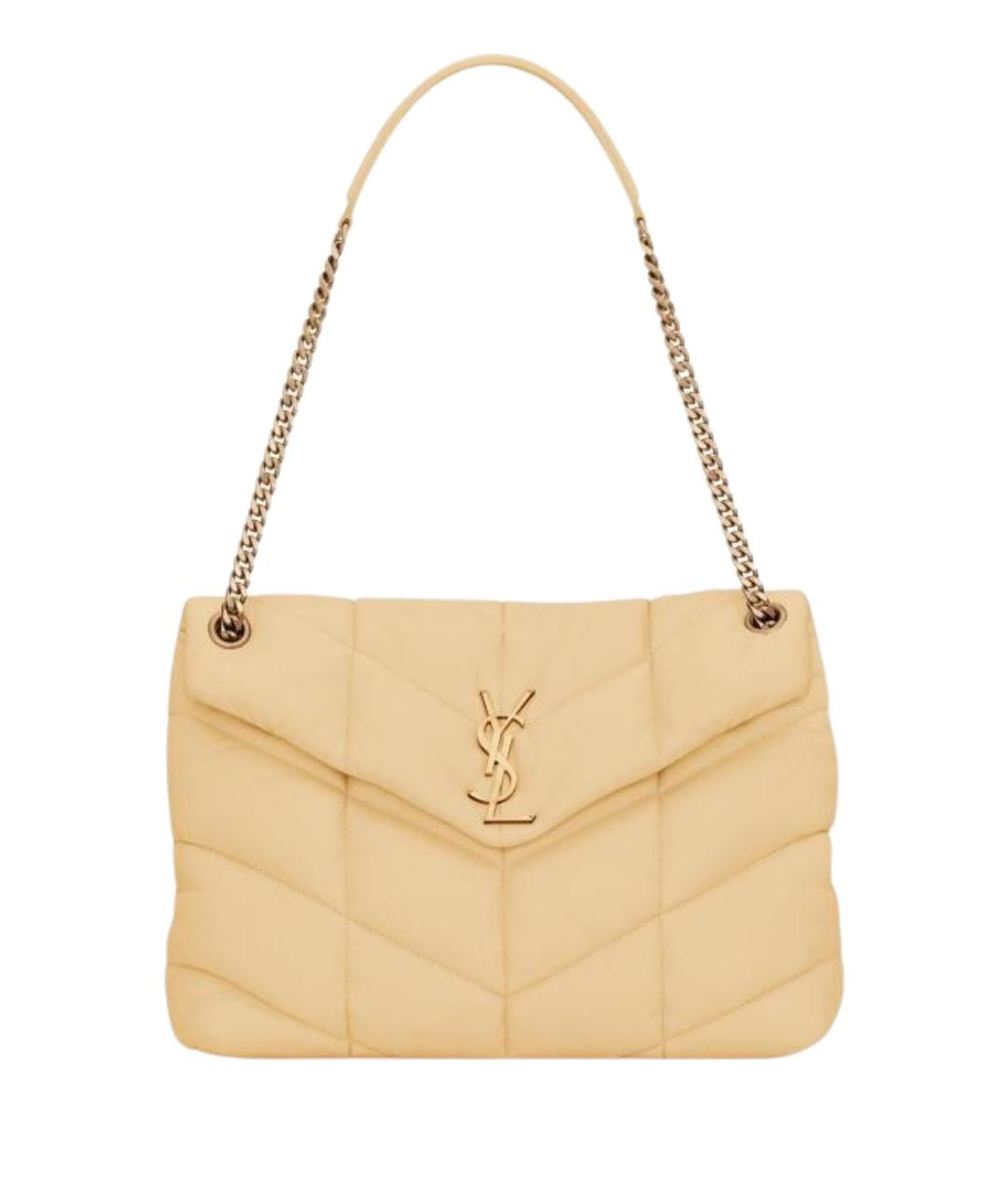 SAINT LAURENT Бежевая кожаная сумка через плечо, фото 1