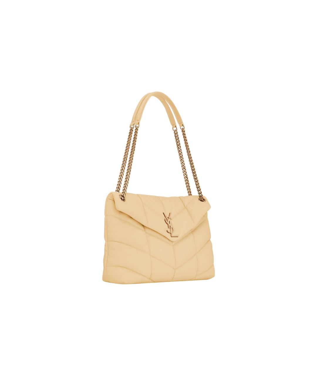 SAINT LAURENT Бежевая кожаная сумка через плечо, фото 2