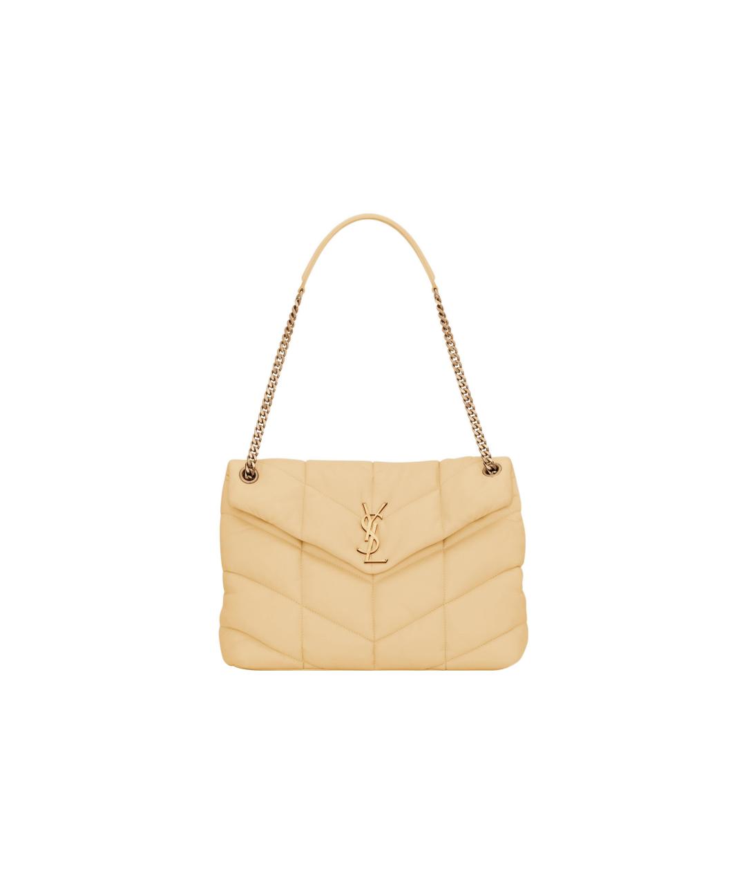 SAINT LAURENT Бежевая кожаная сумка через плечо, фото 6