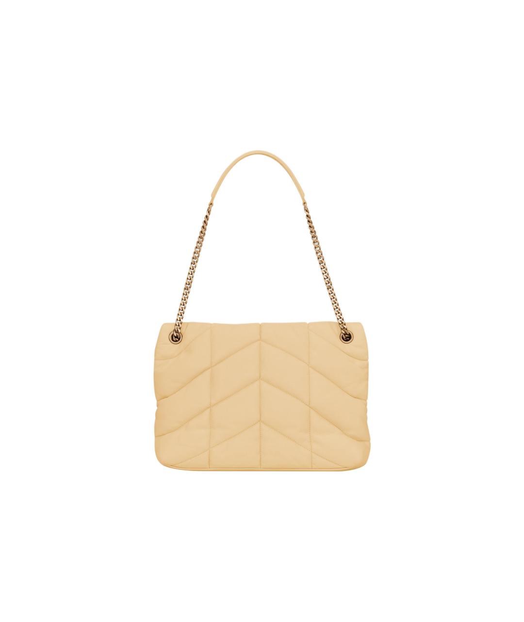 SAINT LAURENT Бежевая кожаная сумка через плечо, фото 5