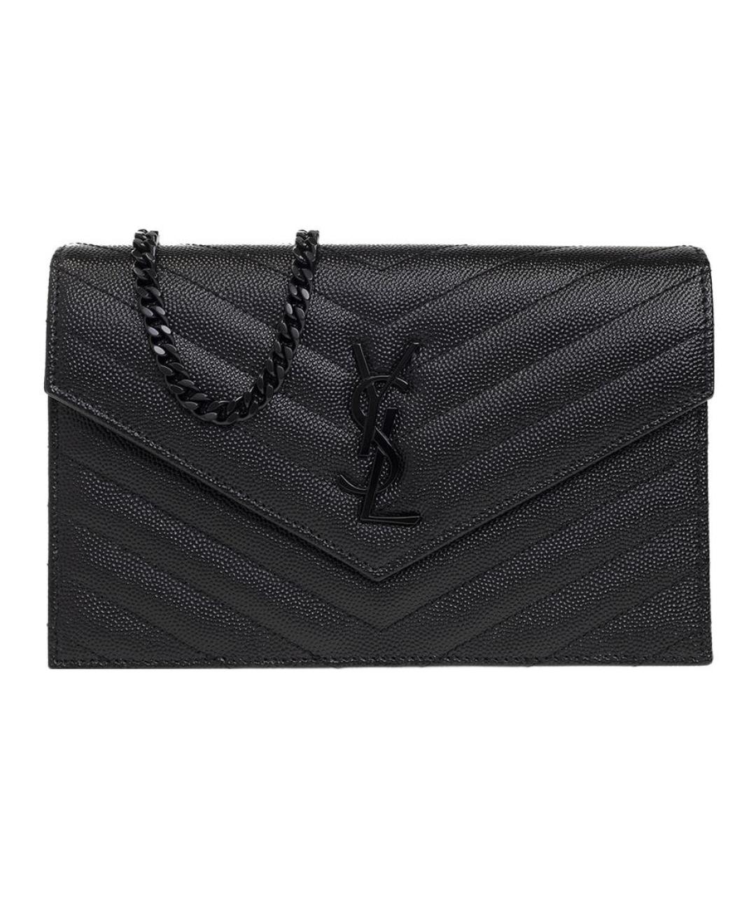 SAINT LAURENT Черный кожаный кошелек, фото 1